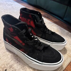 Vans Black and Red High-Top Sneakers